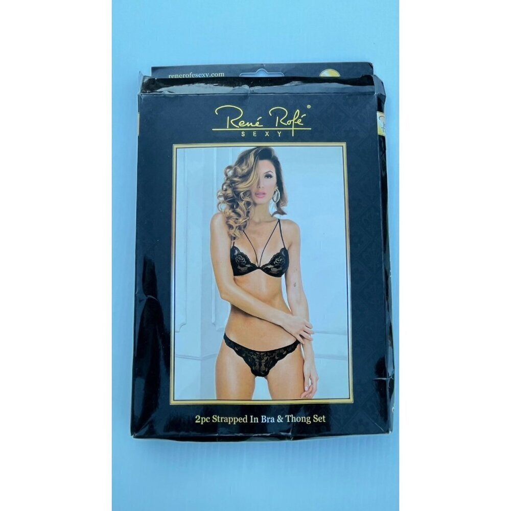 Rene Rofe 2pc Strapped In Bra & Thong Set Size M/L - Picture 4 of 13